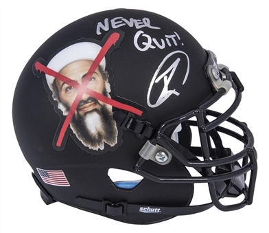 U.S Navy Seal Robert J. ONeill Signed & Inscribed "Never Quit" Osama Bin Laden Mini-Helmet (PSA/DNA)